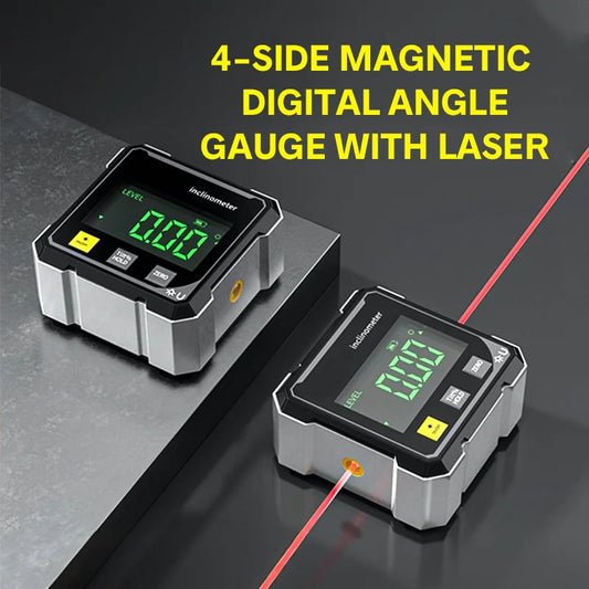 🔥4-seitiger digitaler Winkelmesser mit Laser und Magnetfunktion