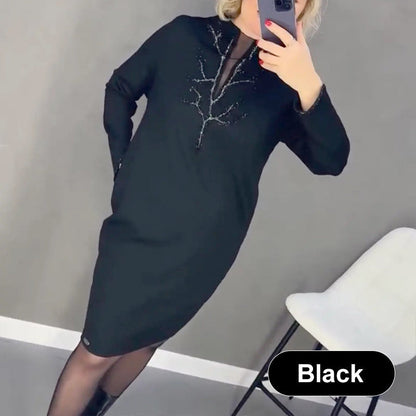 🖤Verkaufsschlager 50% RABATT🎄Rundhalsausschnitt Elegante Mode Einfaches Kleid