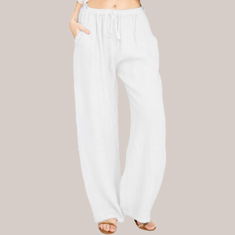 🌸Damen Sommer Baumwolle Leinen Weite Hosen😍-3