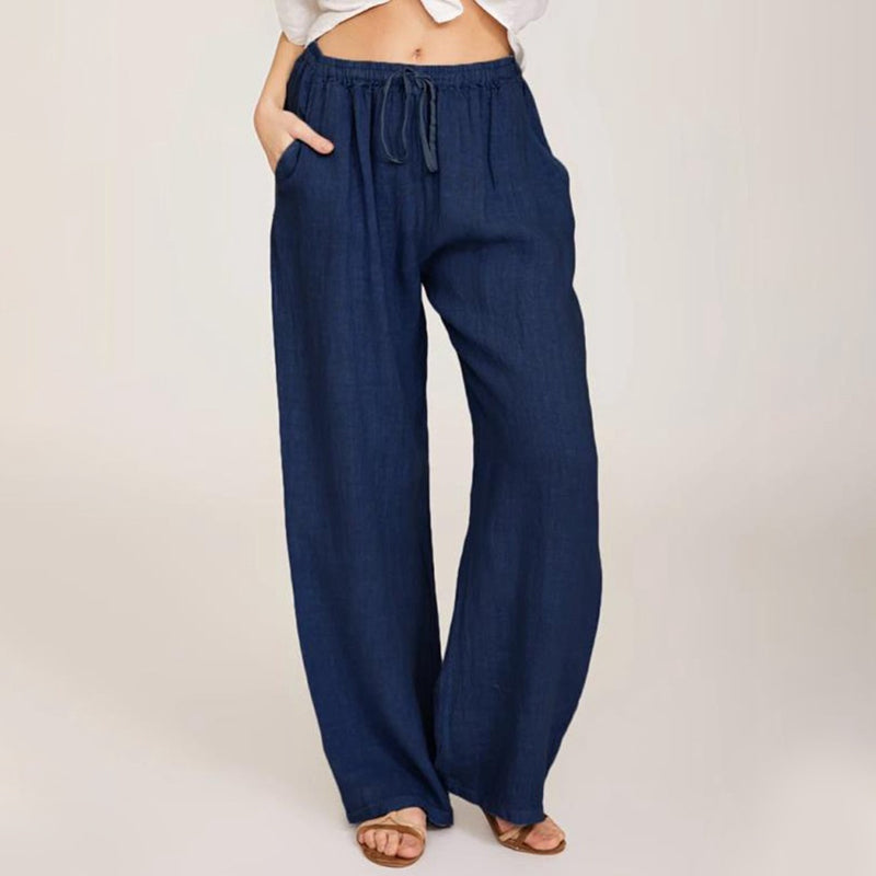 🌸Damen Sommer Baumwolle Leinen Weite Hosen😍-4