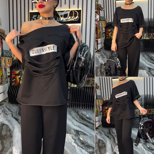 💖LETZTER TAG VERKAUF 50% RABATT💖Modisches Set aus Kurzarmshirt und einfarbiger Hose mit Taschen