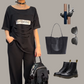 💖LETZTER TAG VERKAUF 50% RABATT💖Modisches Set aus Kurzarmshirt und einfarbiger Hose mit Taschen